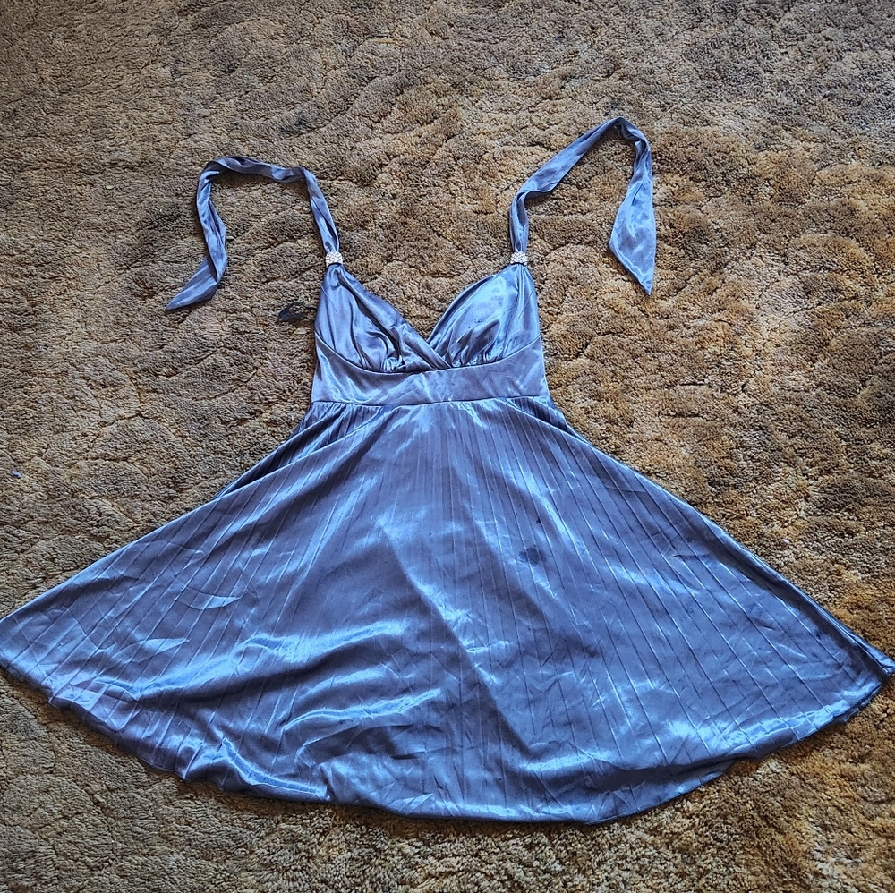 Ruby Rox Silver Halter Top Dress Sized Medium - Picture 2 of 5